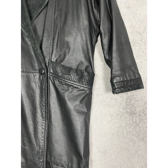 Vintage Roberta Di Castelli Leather Coat Womens Medium Long Mob Wife Matrix 90s - Picture 6 of 15